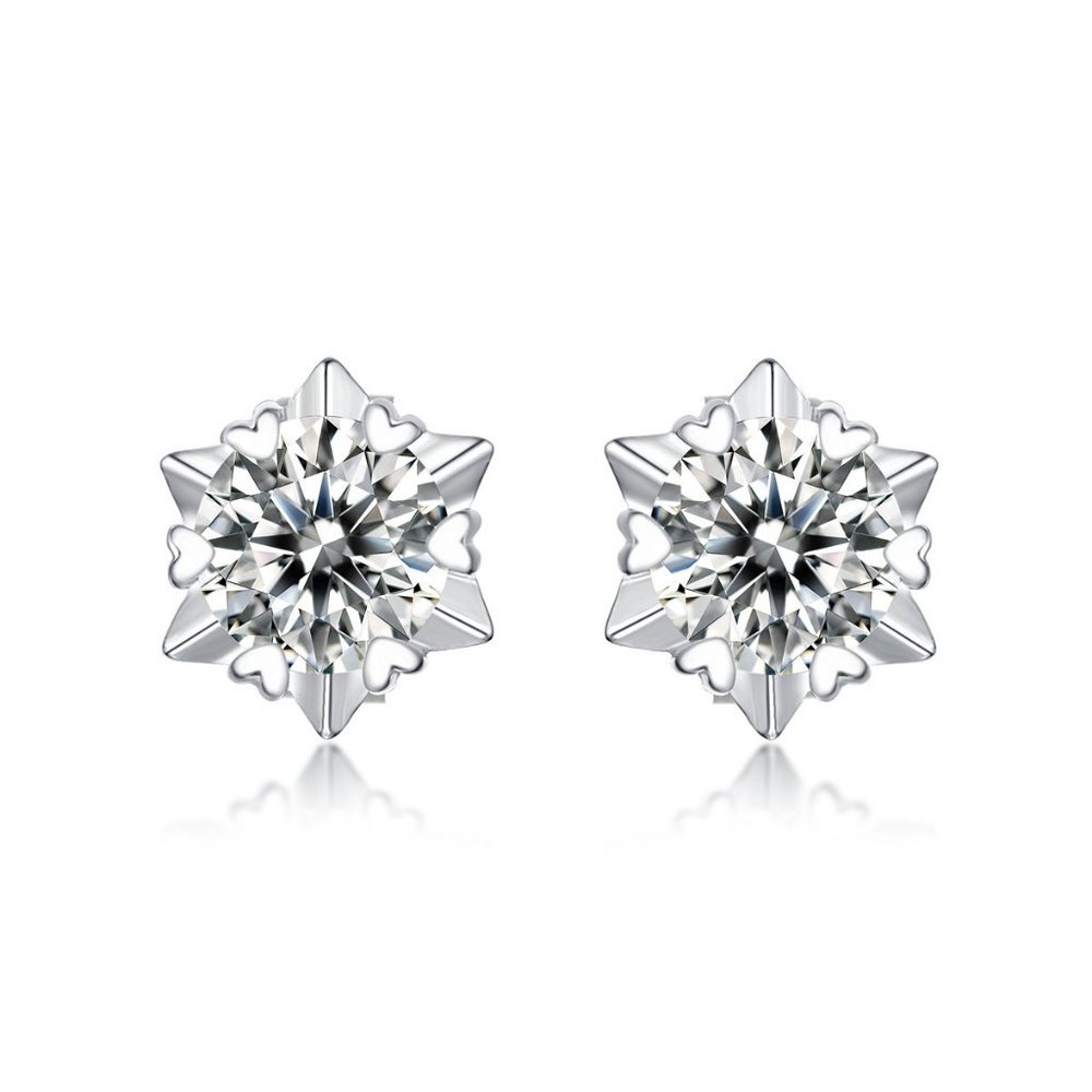 Certified 2ct. t.w. Moissanite Diamond Snowflake Stud Earrings NEW - Picture 5 of 10